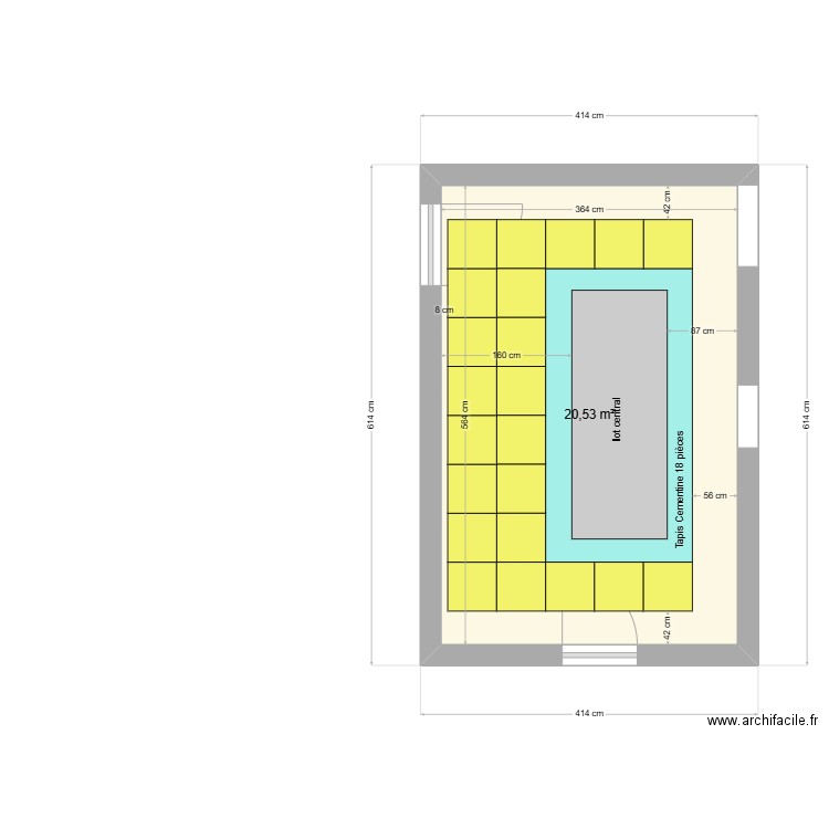 Cuisine. Plan de 1 pièce et 21 m2