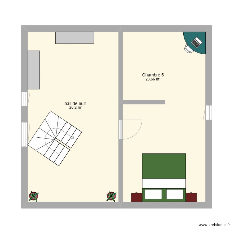 Plan 3 ème Herve. Plan de 2 pièces et 50 m2