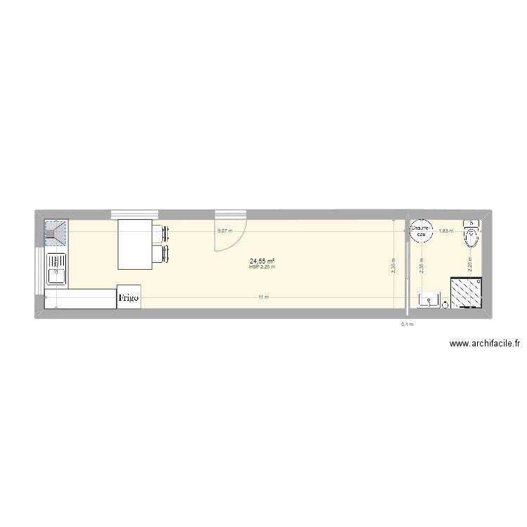 Mini projet. Plan de 1 pièce et 25 m2