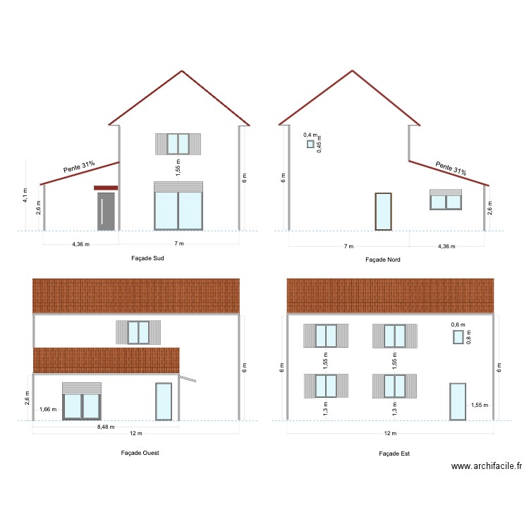 Plan des façades extension après travaux RENARD. Plan de 0 pièce et 0 m2