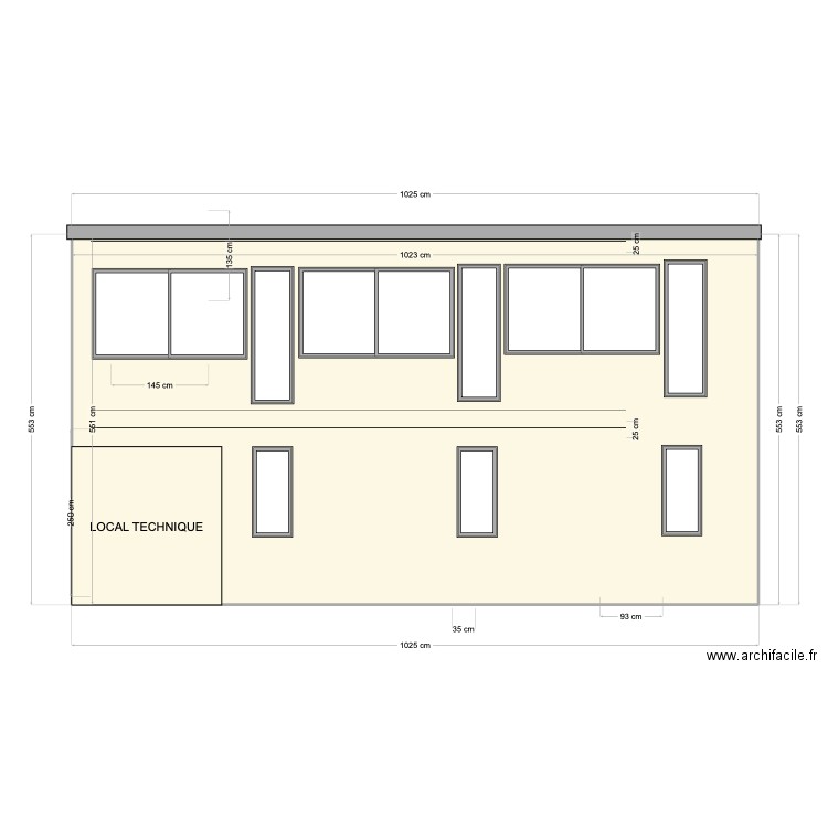 DP4 PLAN FACADE  AVANT travaux 1.0. Plan de 1 pièce et 56 m2