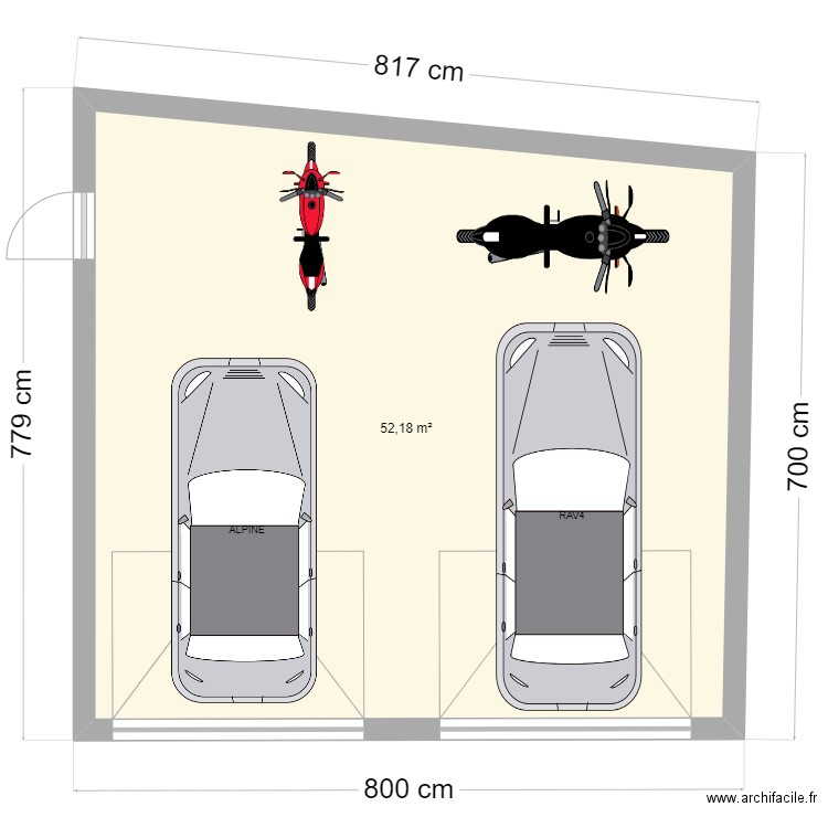 garage 2025. Plan de 1 pièce et 53 m2