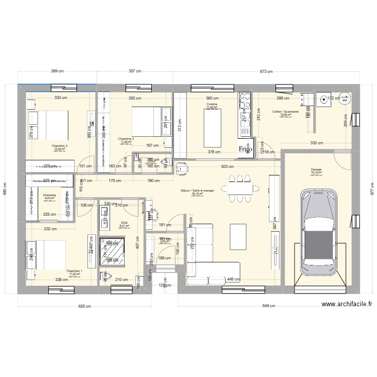 kroum et souria 4. Plan de 11 pièces et 132 m2