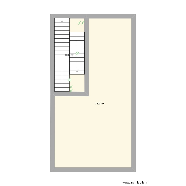 Plan élec escalier. Plan de 2 pièces et 42 m2