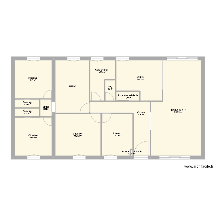 Maison. Plan de 15 pièces et 103 m2