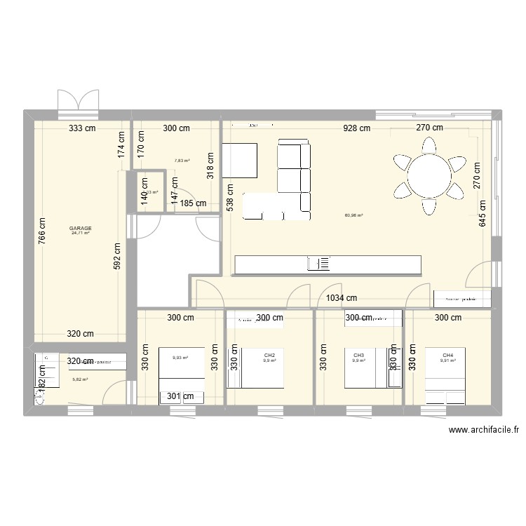 VALOGNES 2. Plan de 9 pièces et 140 m2