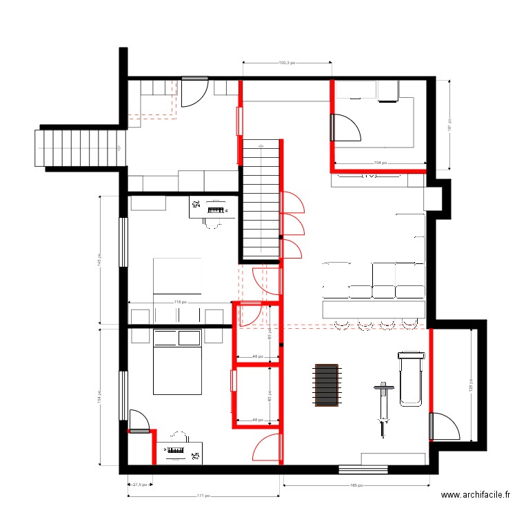 marois 3. Plan de 2 pièces et 4 m2