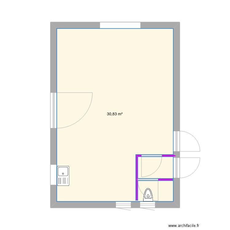 salle à manger cuisine 2. Plan de 3 pièces et 42 m2