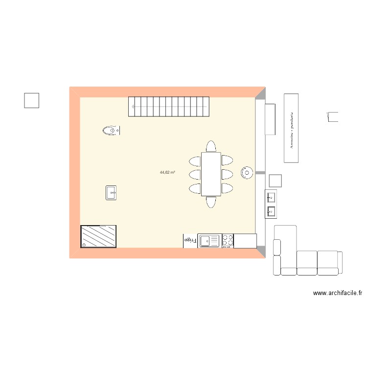 1 étage V3. Plan de 5 pièces et 82 m2