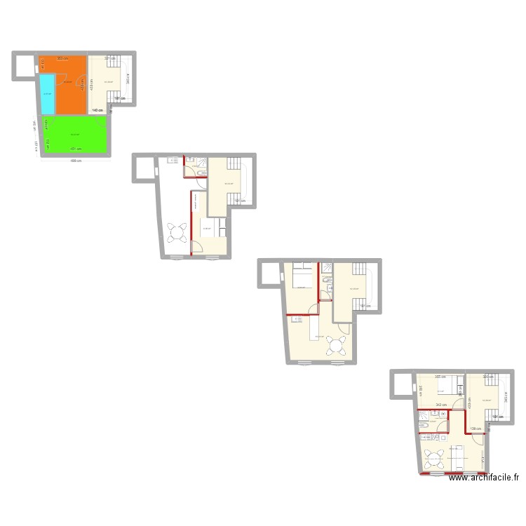 1er étage PRADES. Plan de 15 pièces et 142 m2