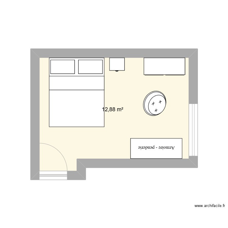 CHAMBRE N° 2. Plan de 1 pièce et 13 m2