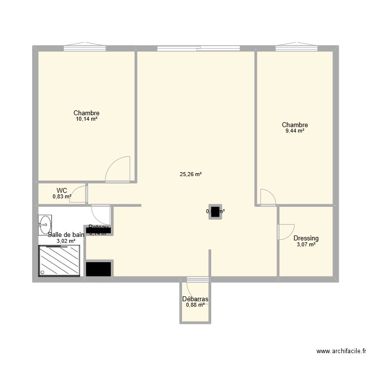 MAMAN . Plan de 10 pièces et 53 m2