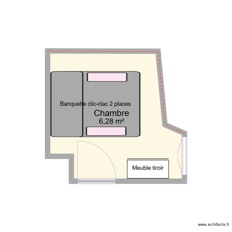 chambre antoine. Plan de 1 pièce et 6 m2