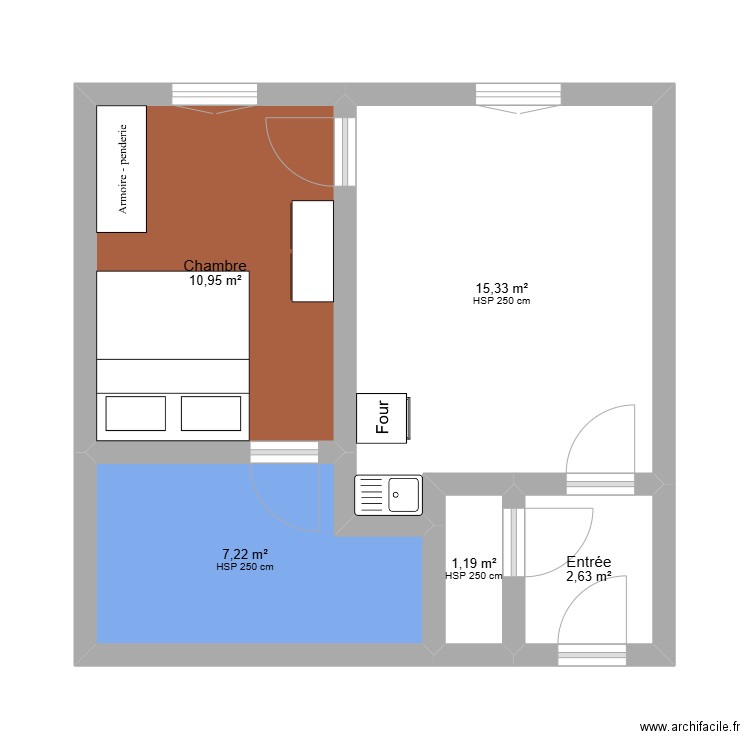 appartement. Plan de 5 pièces et 37 m2