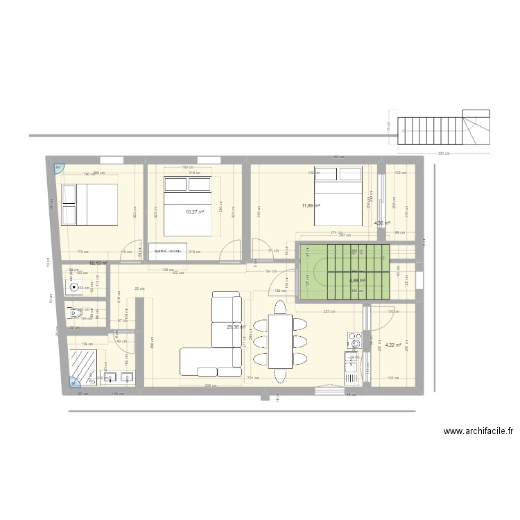 Etage 11. Plan de 7 pièces et 81 m2