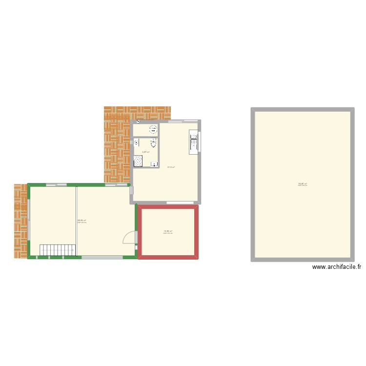 projet faisabilité. Plan de 6 pièces et 155 m2