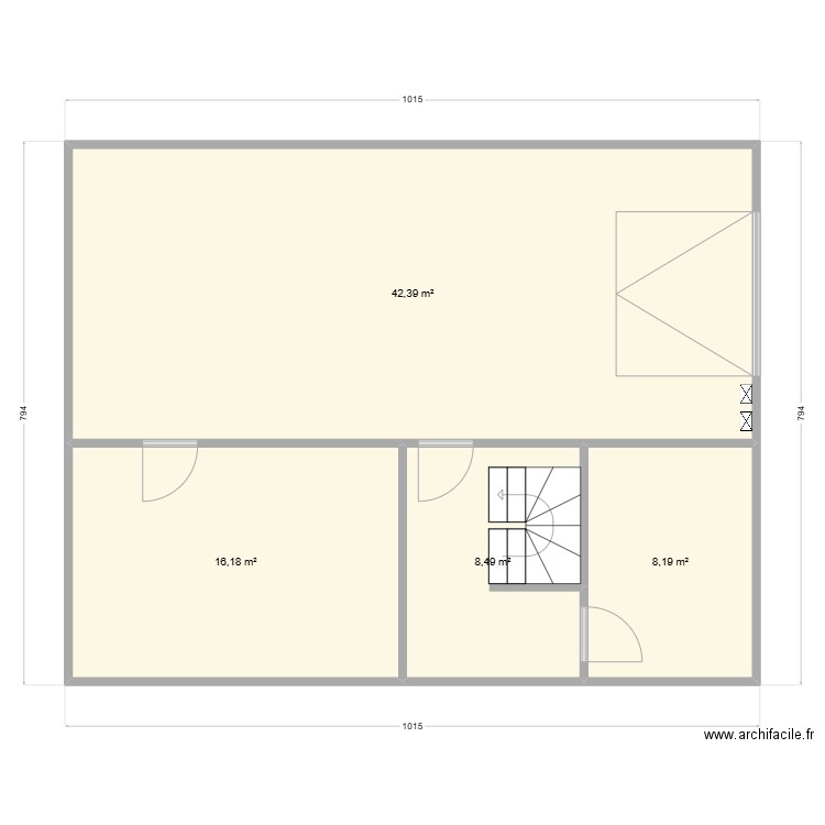 Sous-Sol. Plan de 4 pièces et 75 m2