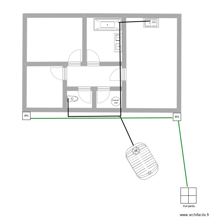 24050112. Plan de 2 pièces et 52 m2