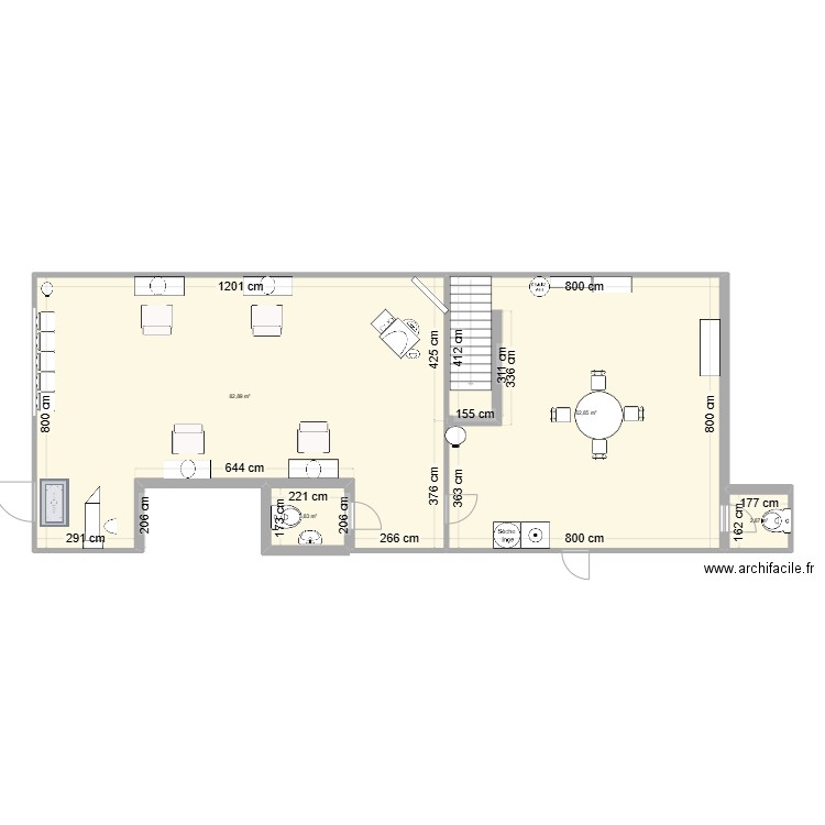 salon pino base . Plan de 9 pièces et 226 m2