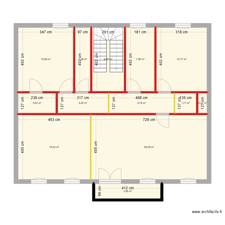 Mazarin - 1er étage. Plan de 13 pièces et 112 m2