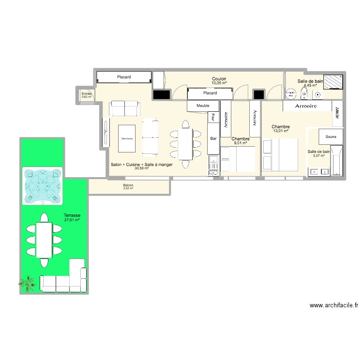 86 BVD . Plan de 11 pièces et 105 m2