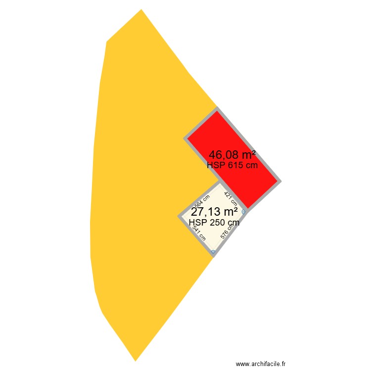 cadastre. Plan de 2 pièces et 73 m2