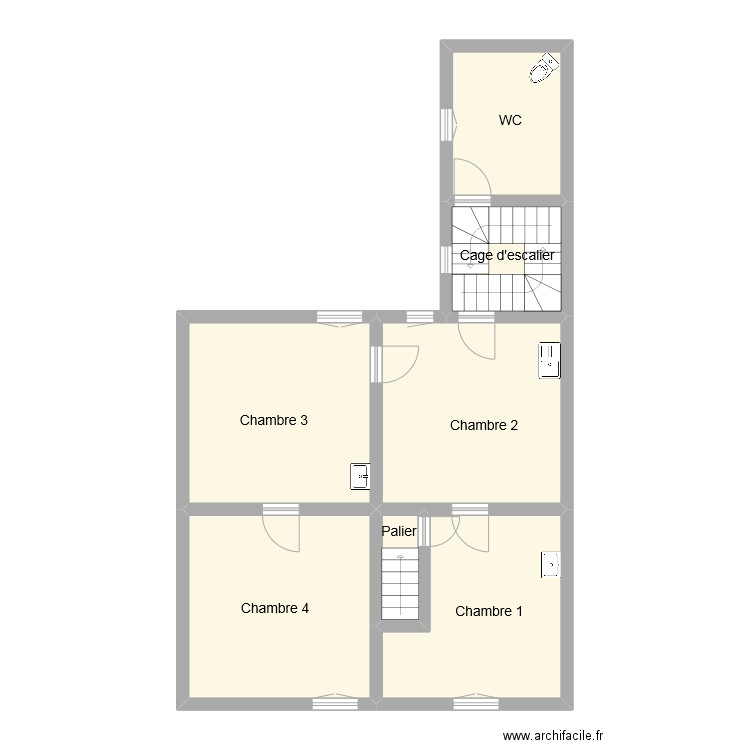 DIDEROT ETAGE 1. Plan de 7 pièces et 74 m2