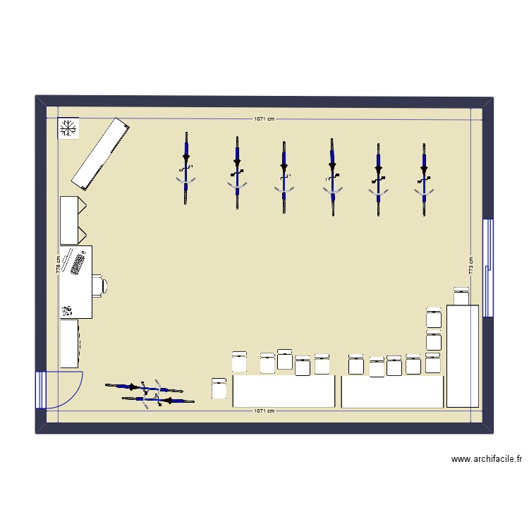 disposition salle . Plan de 1 pièce et 83 m2