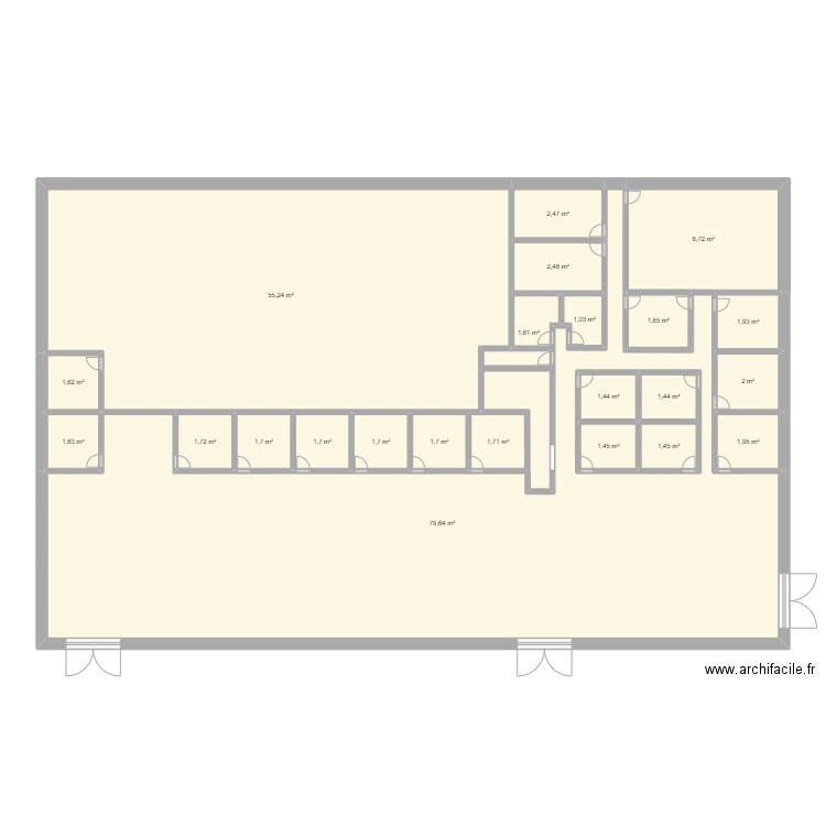 Plan 2 GM. Plan de 23 pièces et 186 m2