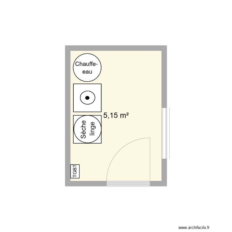 Buanderie. Plan de 1 pièce et 5 m2