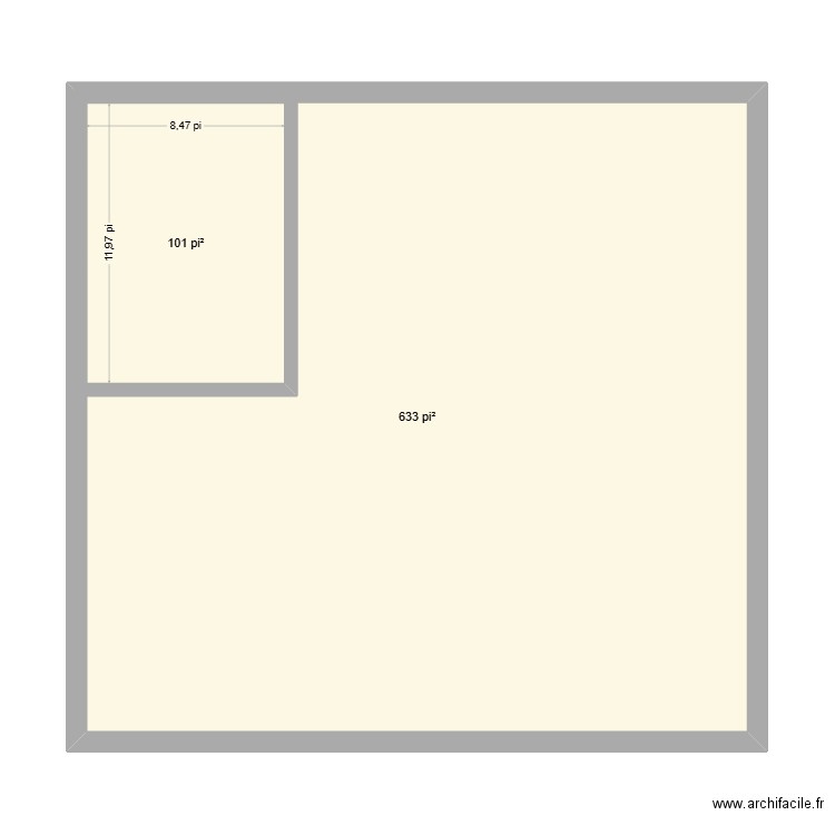 6995Étage. Plan de 2 pièces et 80 m2