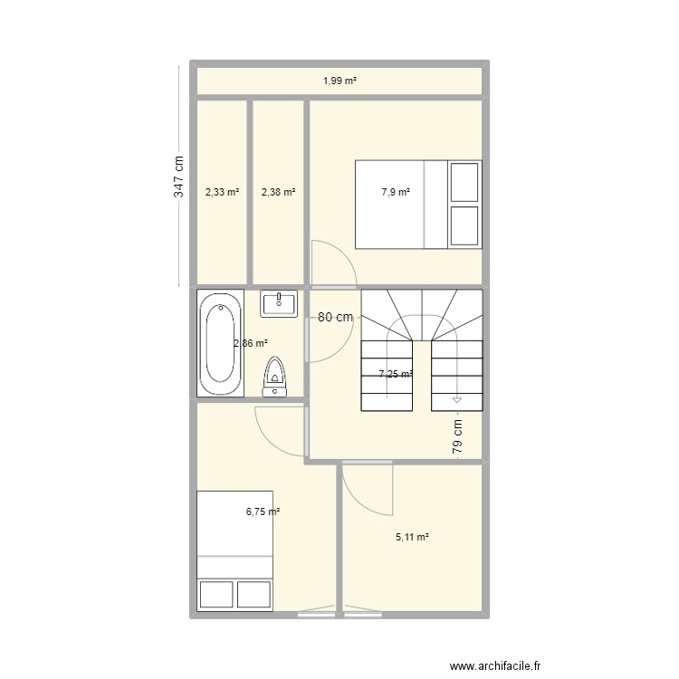 Briand-2nd-22. Plan de 8 pièces et 37 m2