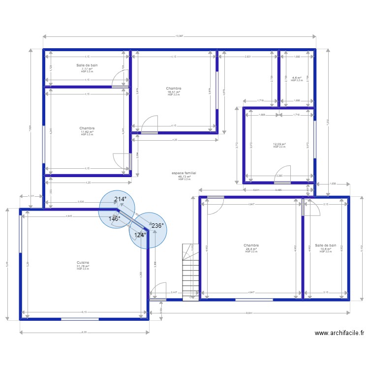      8yggiuug. Plan de 9 pièces et 173 m2