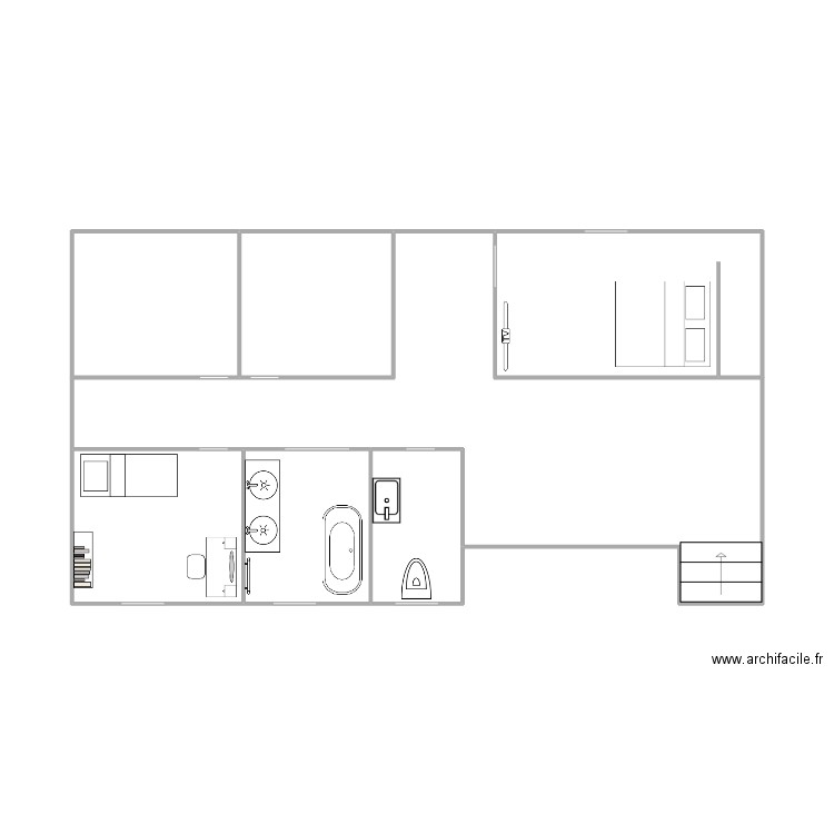 Etage. Plan de 7 pièces et 46 m2