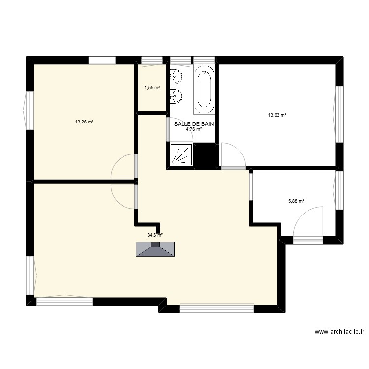 BI 18575. Plan de 7 pièces et 74 m2