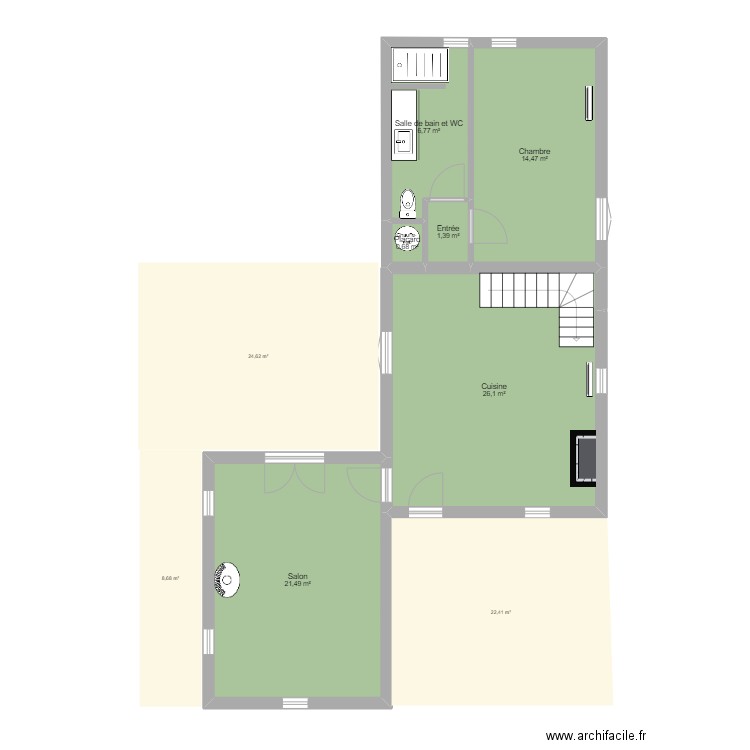 DORDOGNE . Plan de 6 pièces et 71 m2