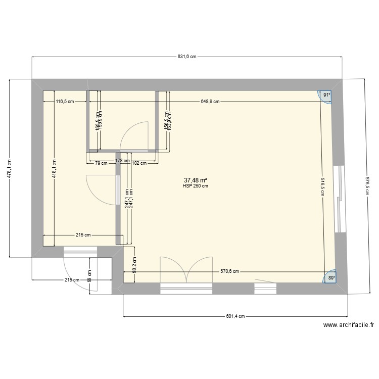 QUIMIAC V1. Plan de 1 pièce et 37 m2