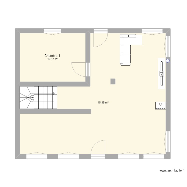 maison. Plan de 2 pièces et 56 m2