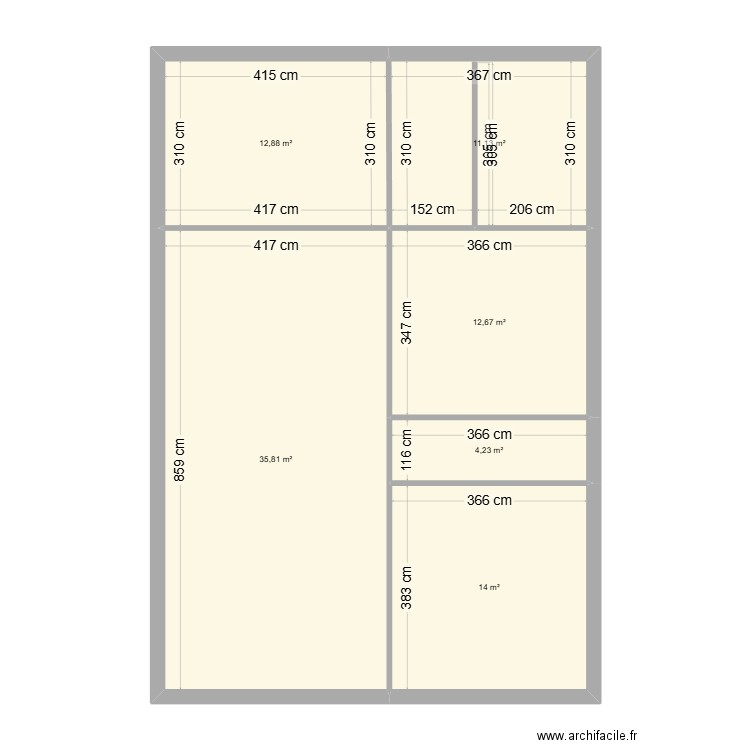 CHARRAULT. Plan de 6 pièces et 91 m2