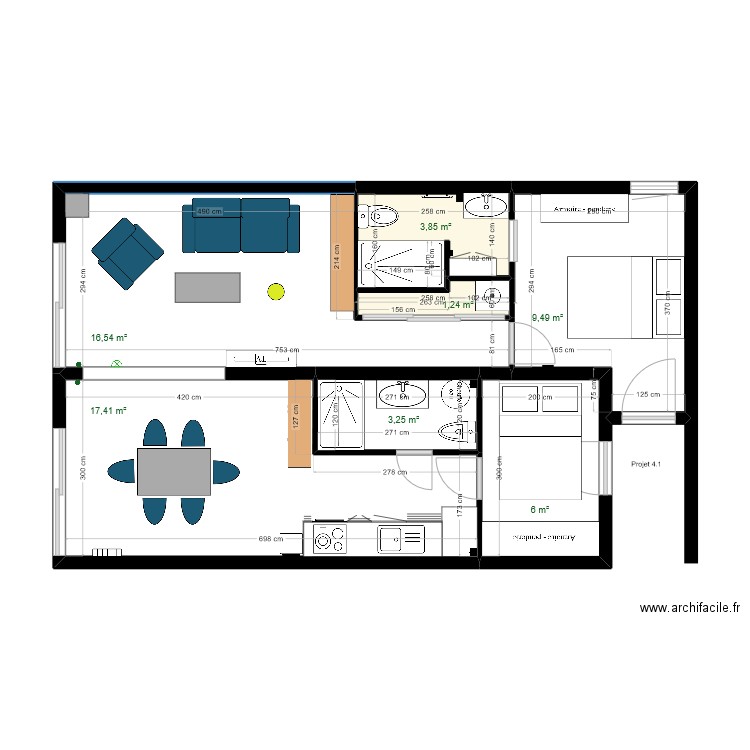 LGM Projet 4.1. Plan de 7 pièces et 58 m2