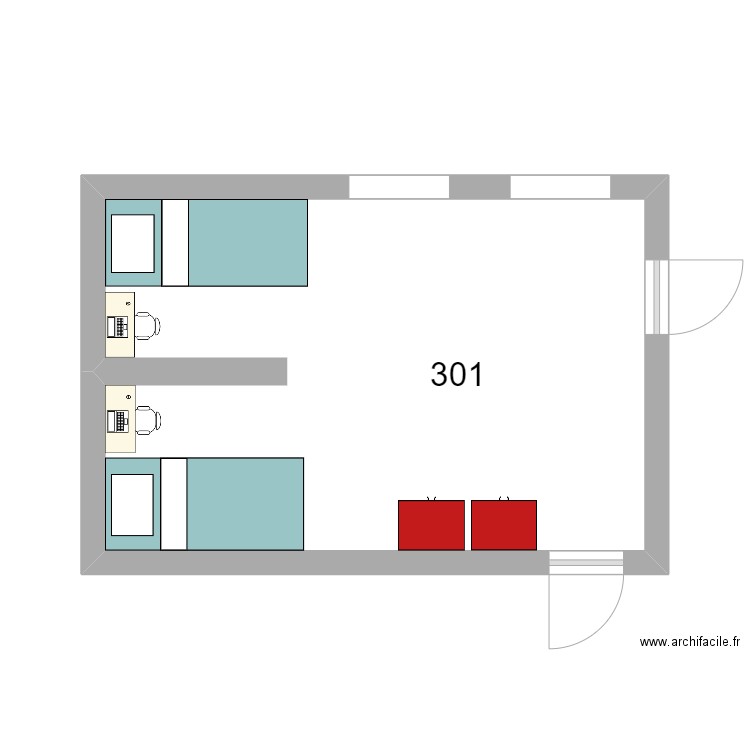 Chambre 1. Plan de 1 pièce et 21 m2