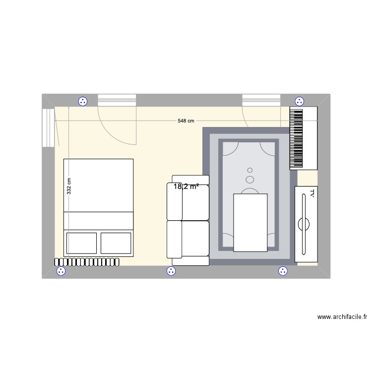 salon Malakoff 2. Plan de 1 pièce et 18 m2