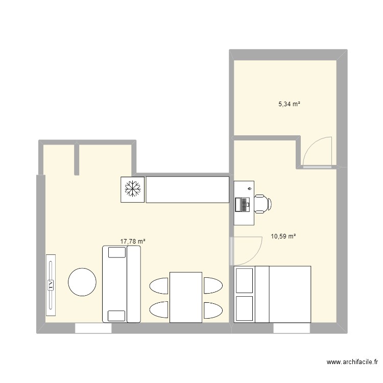 Appart de Franck. Plan de 3 pièces et 34 m2