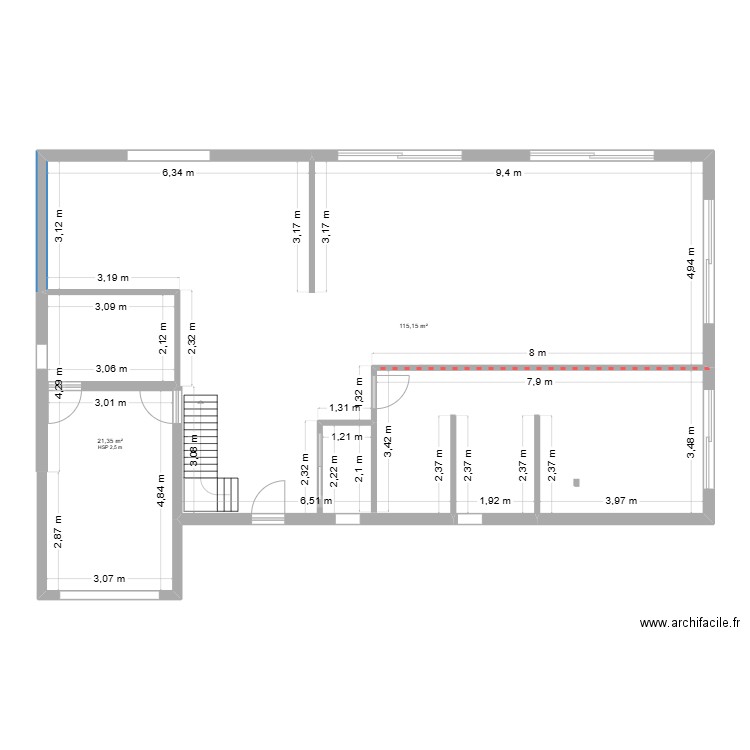 ingré. Plan de 2 pièces et 137 m2