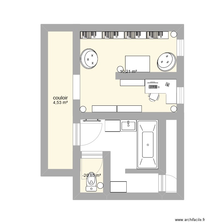 maison 1. Plan de 3 pièces et 16 m2