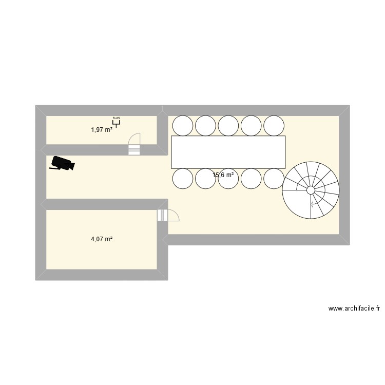 HDA Chalon S/S. Plan de 3 pièces et 22 m2