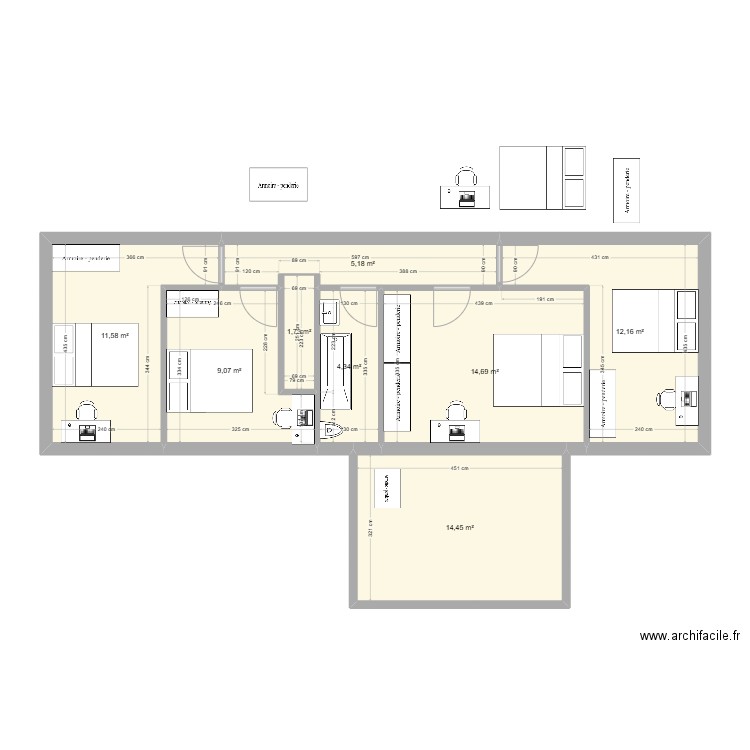 Etage 3. Plan de 8 pièces et 73 m2