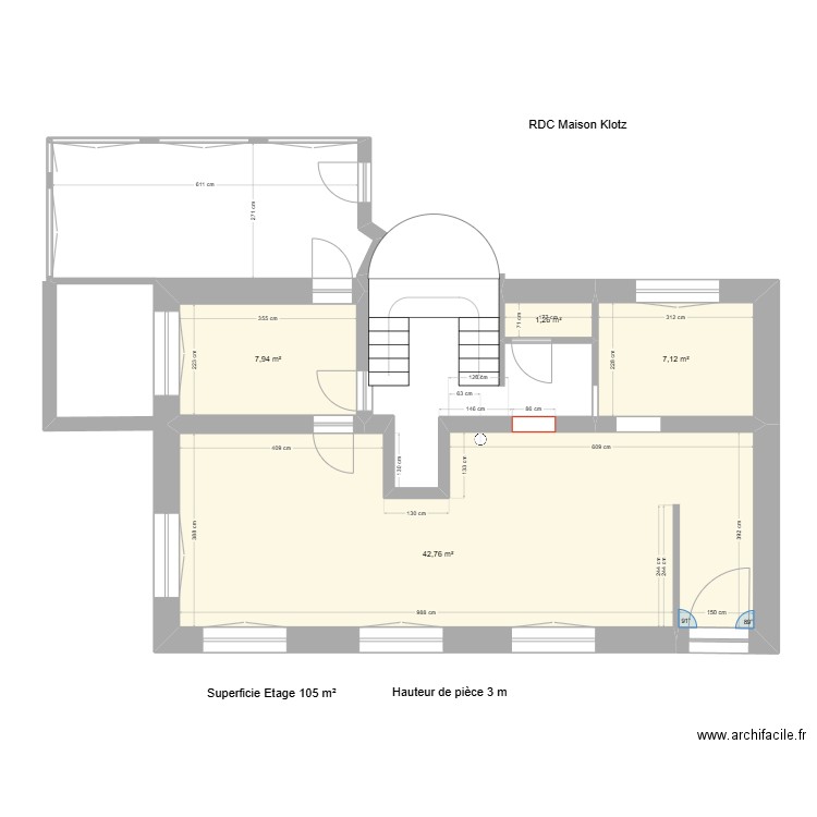 Maison RDC Klotz. Plan de 4 pièces et 59 m2