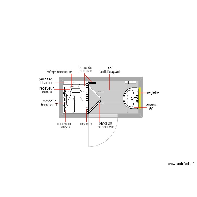 brillat savarin . Plan de 1 pièce et 2 m2