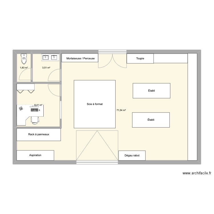 Atelier RDE. Plan de 4 pièces et 85 m2